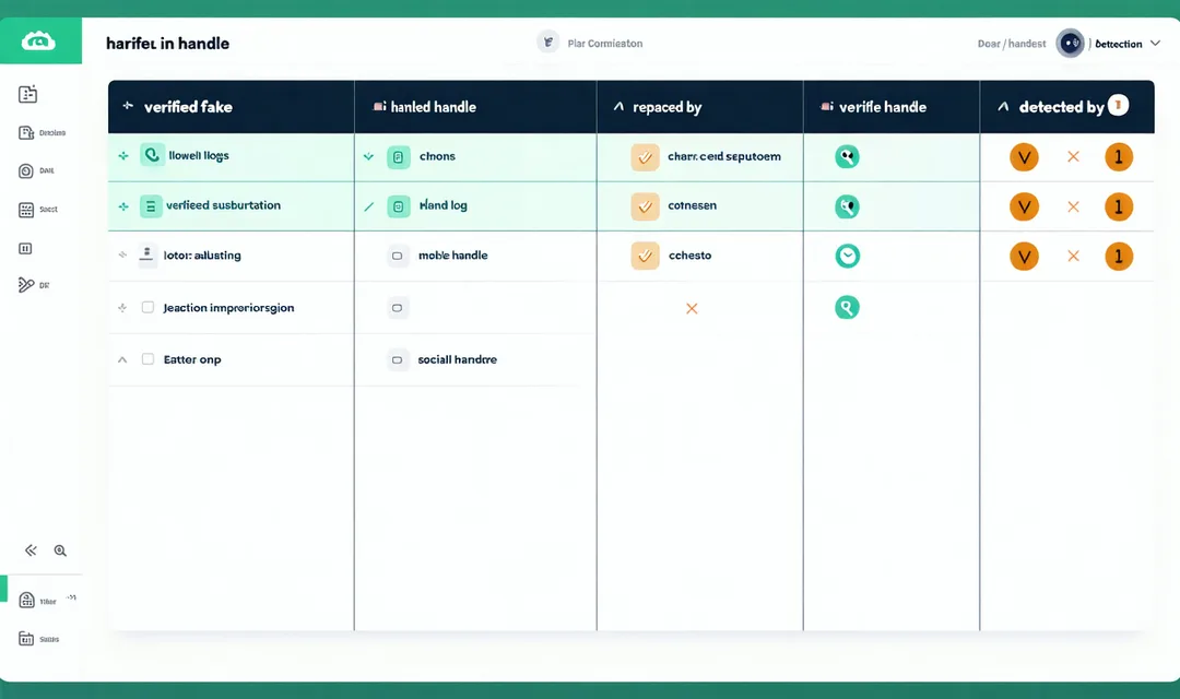 Brandefense social impersonation monitoring panel showing fake versus real handle comparison across four platforms
